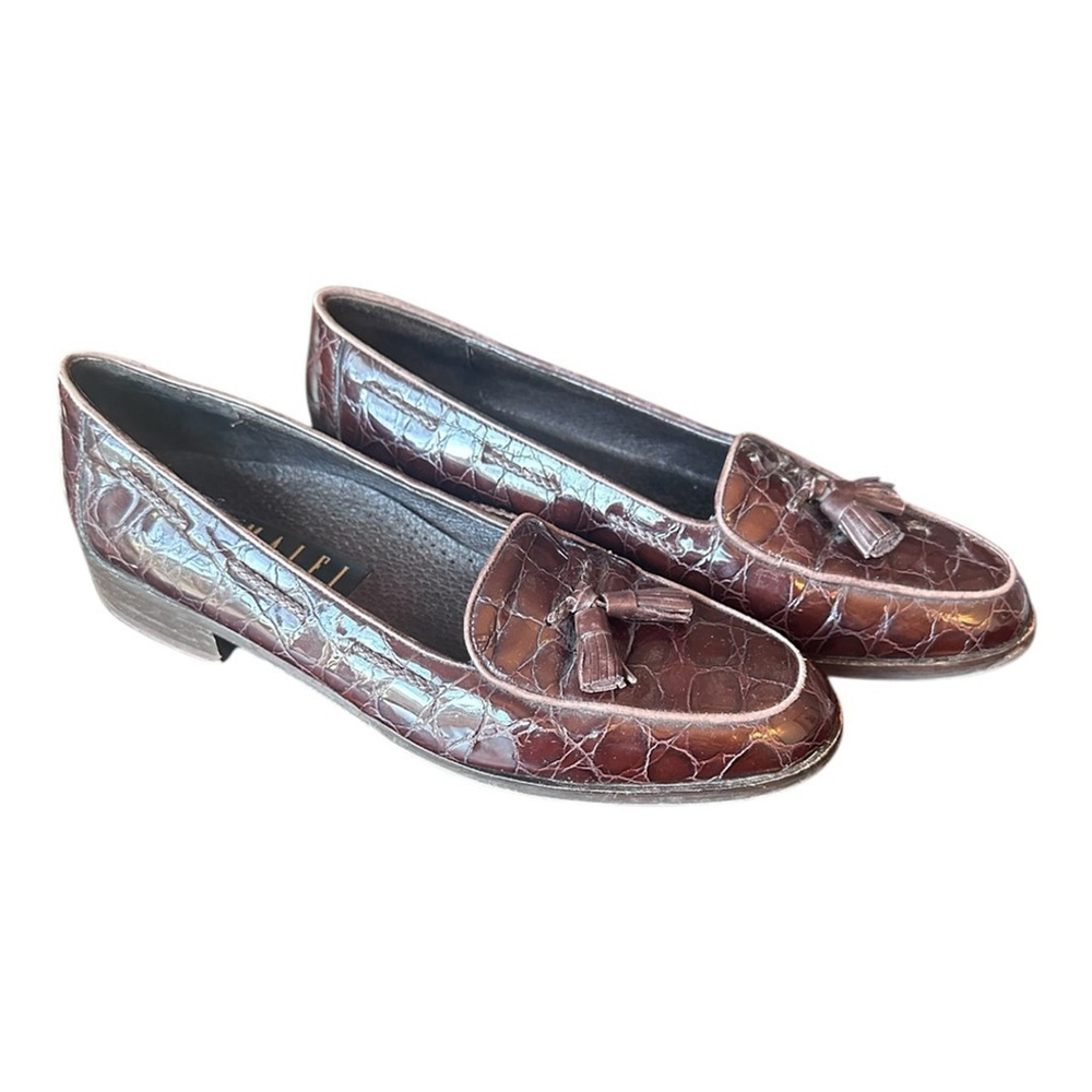 AMALFI Croc Print w/Tassel Classic Leather Loafers Women's size 8 1/2 AA